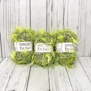 Moda Dea Fur Ever Limeade Eyelash Ladder Yarn 49 yds Lot of 3-Discontinued